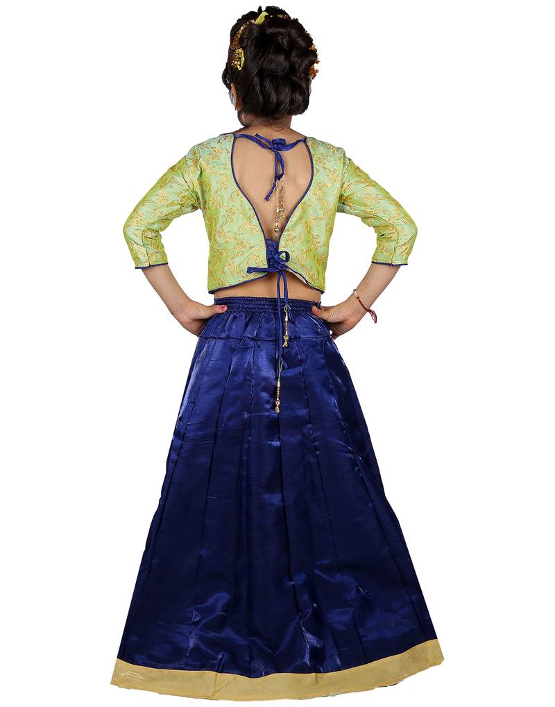 Green printed silk stitched   lehenga &   choli with dupatta