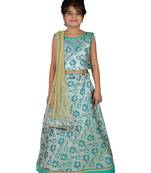 Green printed silk stitched   lehenga &   choli with dupatta