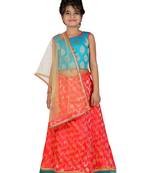 Red printed silk stitched   lehenga &   choli with dupatta