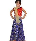 Red printed silk stitched   lehenga &   choli with dupatta
