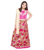 Pink printed silk stitched   lehenga &   choli with dupatta