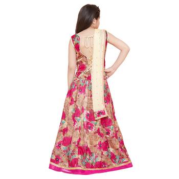 Pink printed silk stitched   lehenga &   choli with dupatta 2