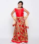 Red printed silk    lehenga &   choli with dupatta