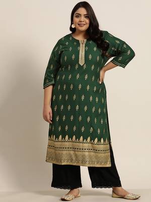 Jadegreen Rayon Printed Straight Kurta 1