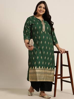 Jadegreen Rayon Printed Straight Kurta 2