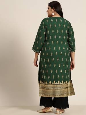 Jadegreen Rayon Printed Straight Kurta 3