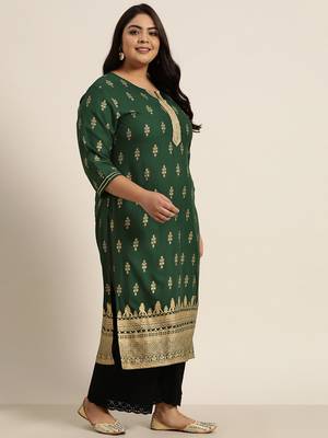 Jadegreen Rayon Printed Straight Kurta 4