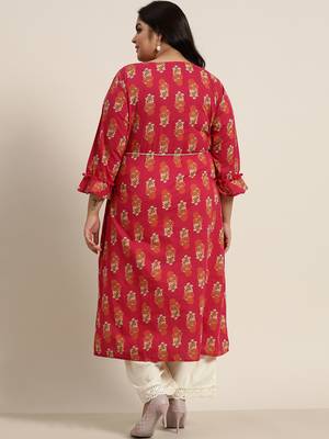 Fuschia Rayon Embroidered Jacket Style Kurta 3