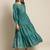 Teal Poly Rayon Printed Tiered Dress