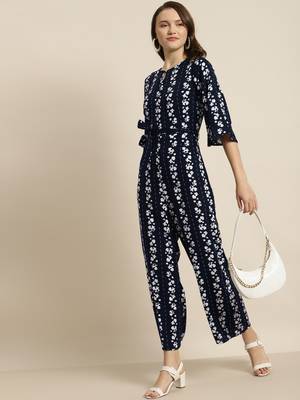 Navy Rayon Floral Print dress 2