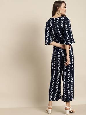 Navy Rayon Floral Print dress 3
