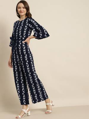 Navy Rayon Floral Print dress 4