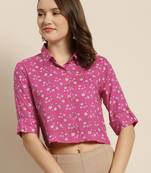 Pink Rayon Floral Print Top