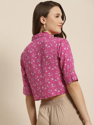 Pink Rayon Floral Print Top 3