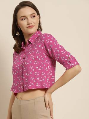 Pink Rayon Floral Print Top 4