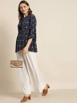 Navy Rayon Crepe Floral Print Tunic 2