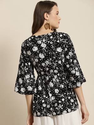 Black Rayon Floral Print Tunic 3