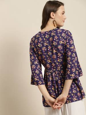 Purple Rayon Floral Print Tunic 3