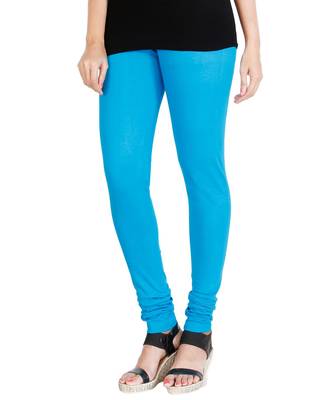 Blue COTTON plain stitched Leggings 1