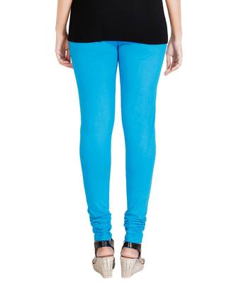 Blue COTTON plain stitched Leggings 3