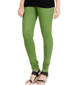 Green COTTON plain stitched Leggings