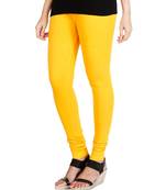 Yellow COTTON plain stitched Leggings