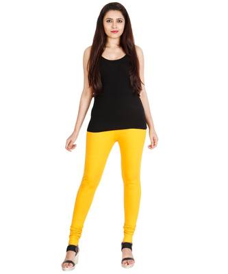 Yellow COTTON plain stitched Leggings 2
