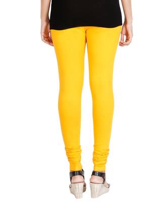 Yellow COTTON plain stitched Leggings 3
