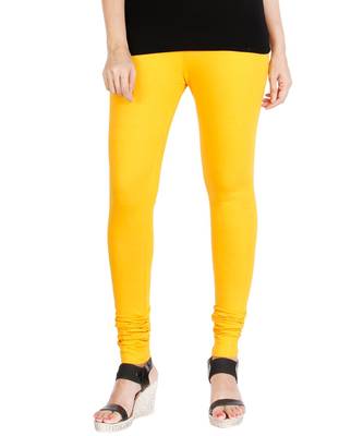 Yellow COTTON plain stitched Leggings 4