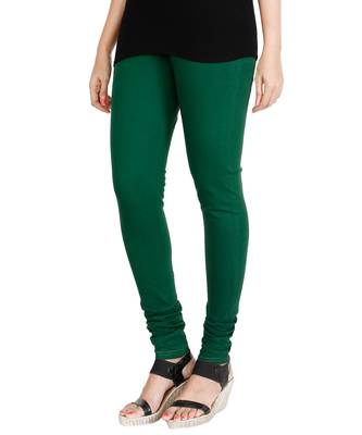 Green COTTON plain stitched Leggings 1