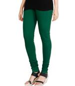 Green COTTON plain stitched Leggings