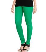 Green COTTON plain stitched Leggings