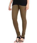 Green COTTON plain stitched Leggings