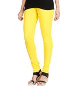 Yellow COTTON plain stitched Leggings