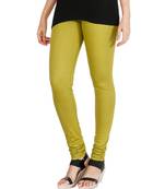 Green COTTON plain stitched Leggings