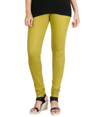 Green COTTON plain stitched Leggings 4