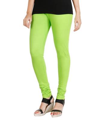 Green COTTON plain stitched Leggings 1