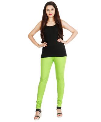 Green COTTON plain stitched Leggings 2