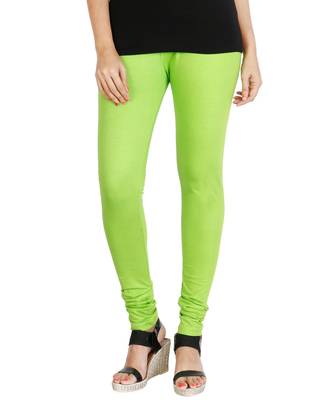 Green COTTON plain stitched Leggings 4
