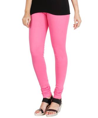 Pink COTTON plain stitched Leggings 1