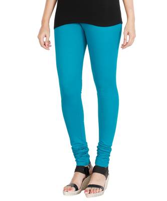 Blue COTTON plain stitched Leggings 1
