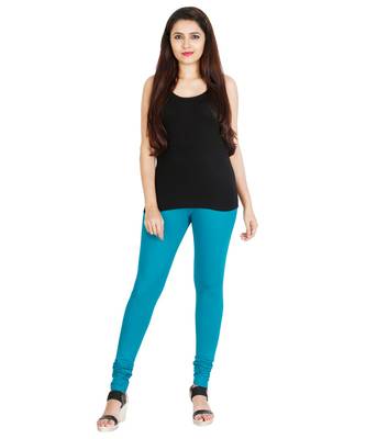 Blue COTTON plain stitched Leggings 2