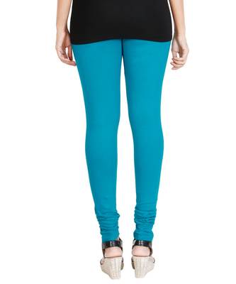 Blue COTTON plain stitched Leggings 3