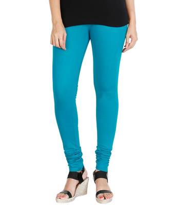 Blue COTTON plain stitched Leggings 4