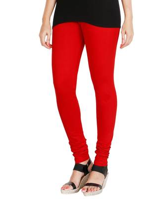 Red COTTON plain stitched Leggings 1