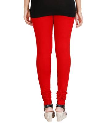 Red COTTON plain stitched Leggings 3