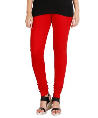 Red COTTON plain stitched Leggings 4