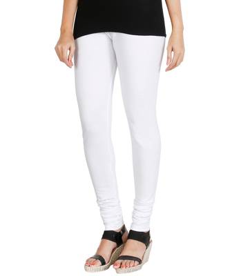 White COTTON plain stitched Leggings 1