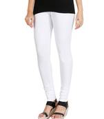 White COTTON plain stitched Leggings