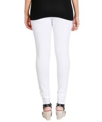 White COTTON plain stitched Leggings 3